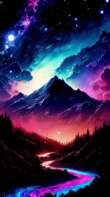 Colorful Night Landscape Mobile Phone Wallpaper