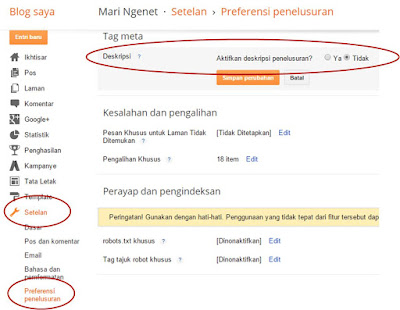 Menambahkan Meta Tag Diskripsi di Blogspot Tanpa Edit HTML