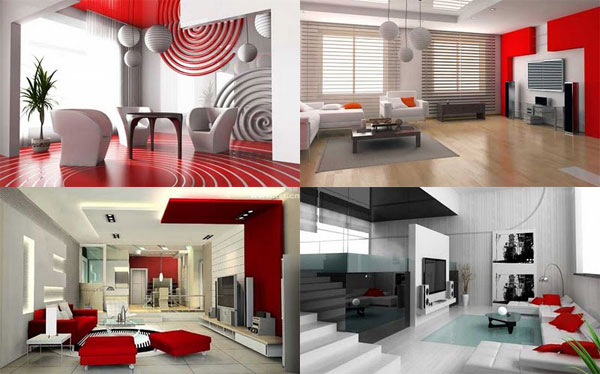 Red and White Living Room Ideas