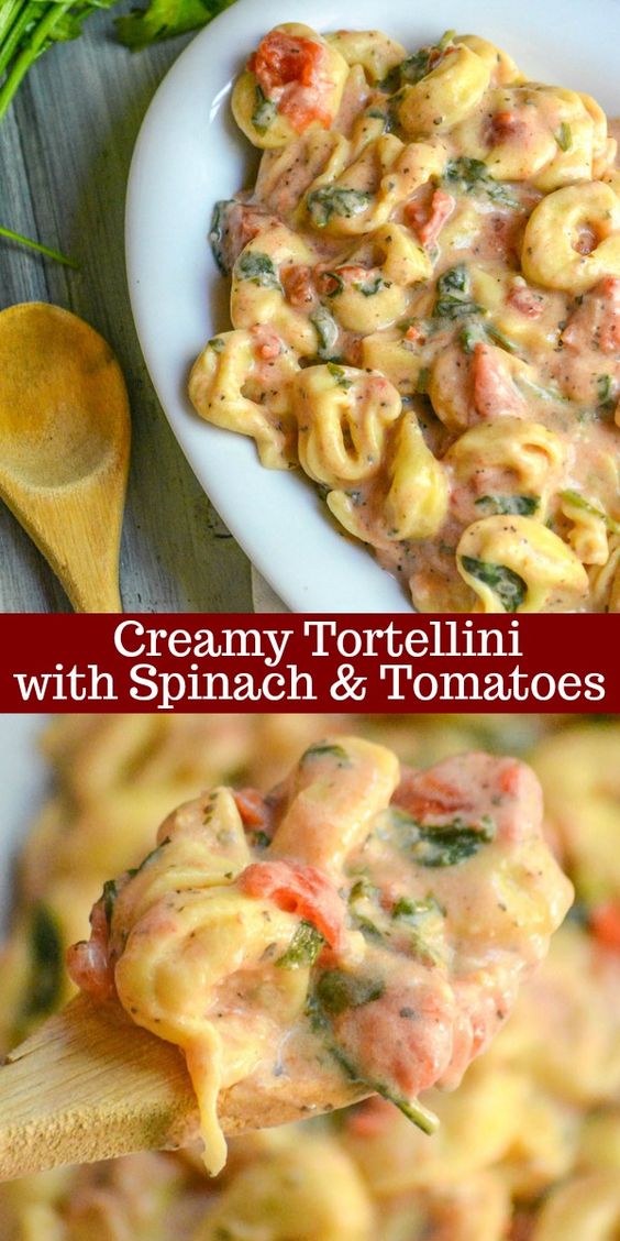 A saucy pasta dinner can be hard to find in one dish, but this Creamy Tortellini with Spinach & Tomatoes certainly does deliver.