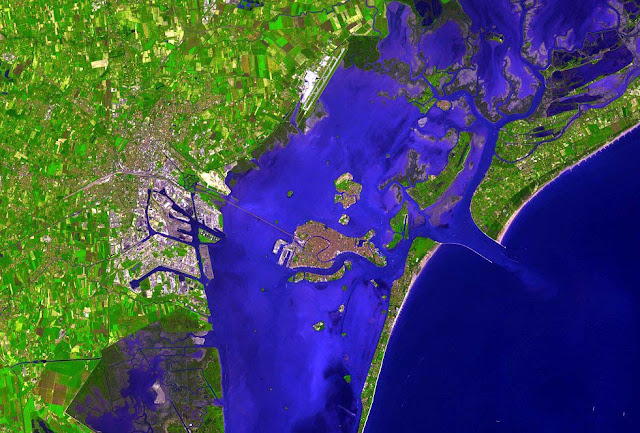 satelite photo of Venice Venedig Venezia and the lagoon Lagune