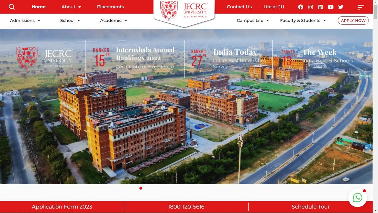 JECRC University Admission, Courses, Fees, Ranking and Contact