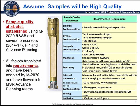 Requirements to prevent contamination on their return  to Earth  (Source: NASA workshop on Astrobiology, Irvine, CA)