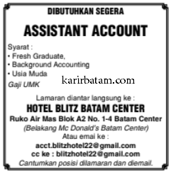 Lowongan Kerja Hotel Blitz Batam