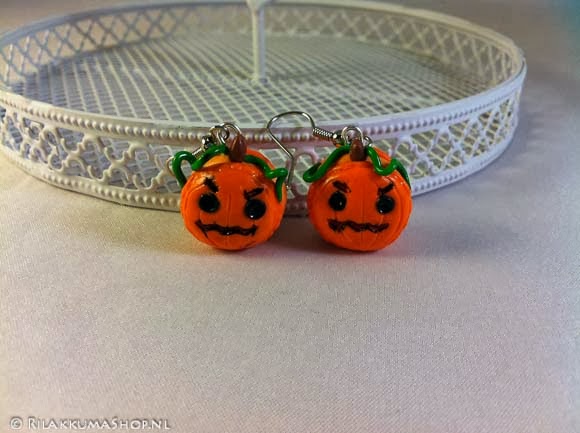 Kawaii Halloween Pumpkin Macarons earrings