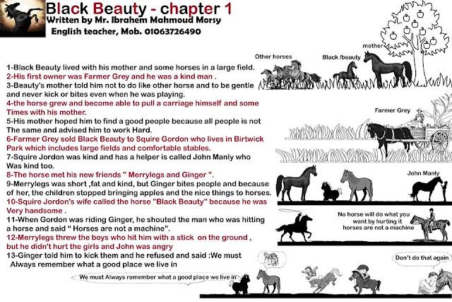 تلخيص قصة بلاك بيوتي ترم اول في 3 ورقات Black Beauty 