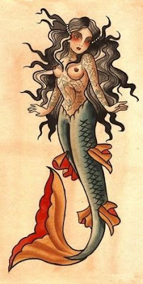 sailor jerry style mermaid tattoo