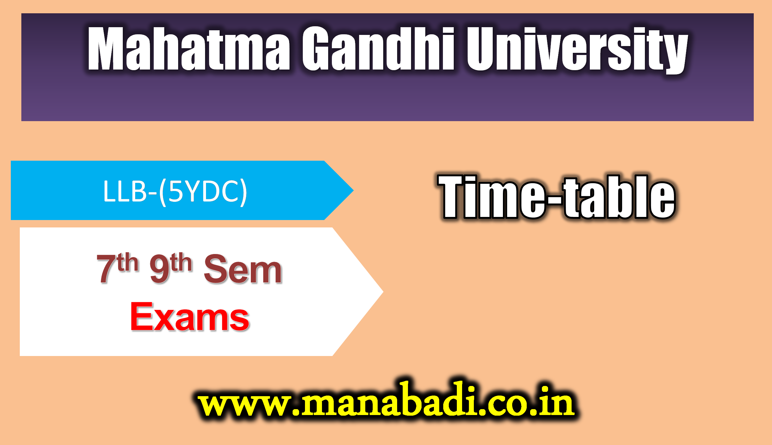 Mahatma Gandhi University LLB-(5YDC) 7th 9th Sem Postponed dates Dec-2023 Time-table