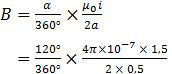 Besar induksi magnetik di pusat kelengkungan kawat yang bersudut pusat 120 derajat