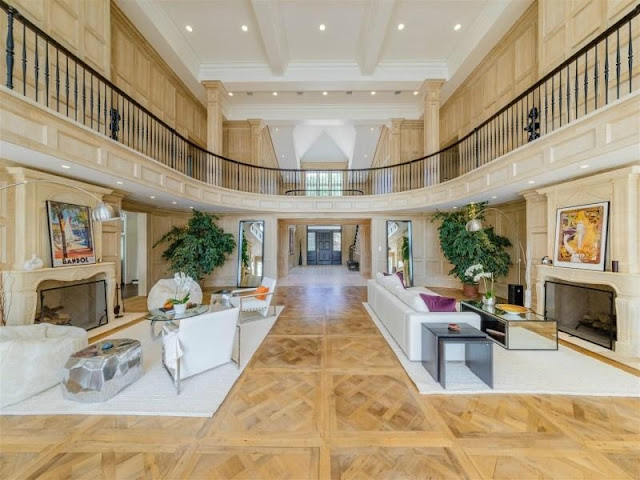 Hamptons parquet floors and oak paneled walls mirrored furniture