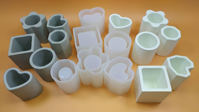 قوالب سيليكون ابداعية للإسمنت - 6 اشكال جديدة Concrete Molds - Flower Silicone Pot Mold