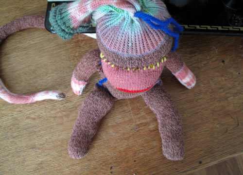 tie dyed vintage sock monkey