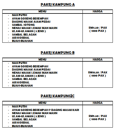 Qaseh Aiera Catering: Pakej dan Quotation