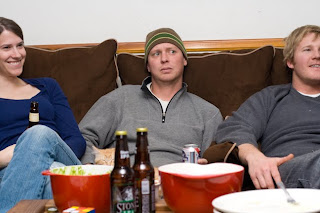 photo of friends watching the Super Bowl