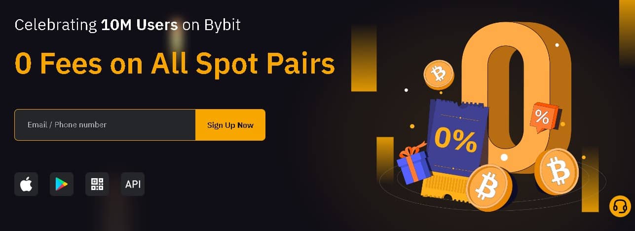 how to trade with 0 fee for all spot trade in bybit exchange