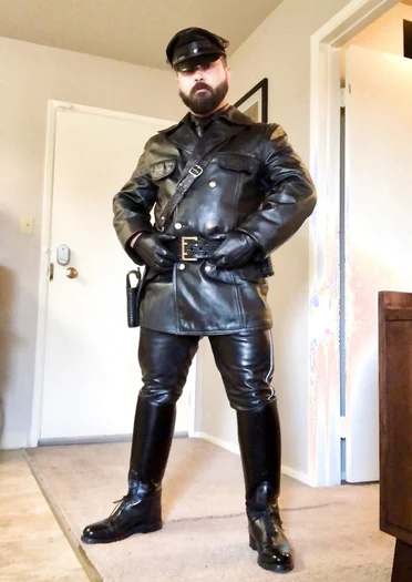 B 2/2 armored carb wearing full uniform outfit leather gear bearded and sexy