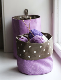 knitting basket, purple