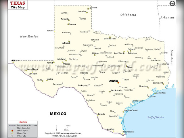Map Of Texas Showing Cities