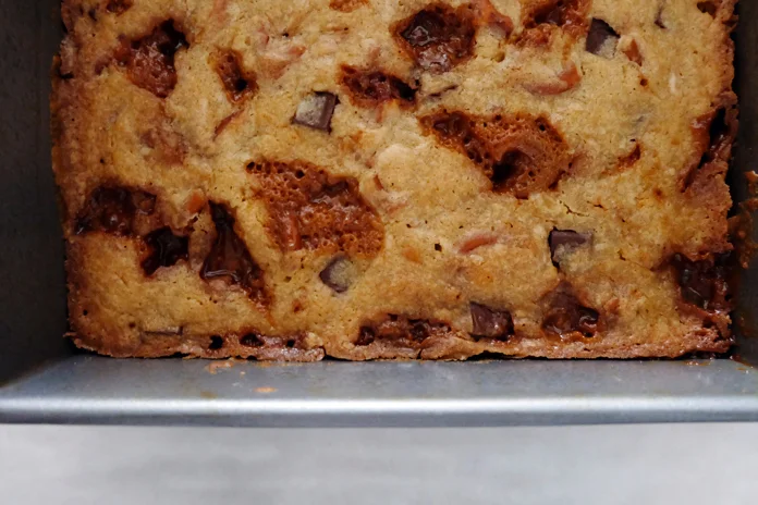 close up of blondies in pan