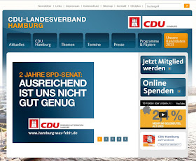 Screenshot der Webseite der CDU Hamburg