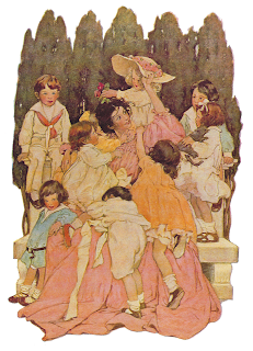 woman children storybook illustration vintage artwork