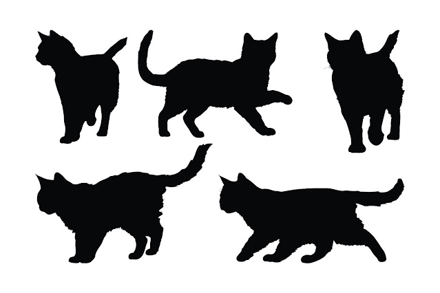 Domestic cats walking silhouette vector free download