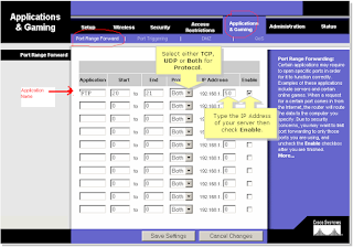 Port forwarding on WRT54G Wireless Router