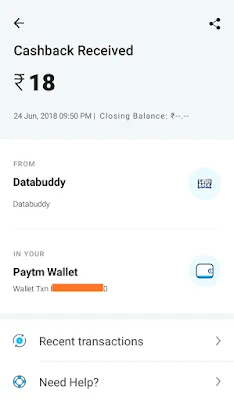 Databuddy app paytm proof image