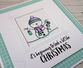 Cute snowman Christmas card using Santa's Wonderland by Neat and Tangled