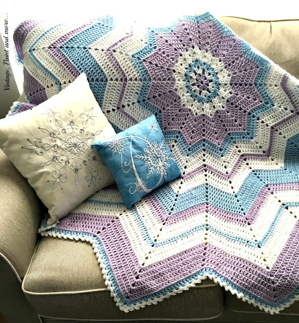 "Frozen" inspired crochet afghan and glam pillows