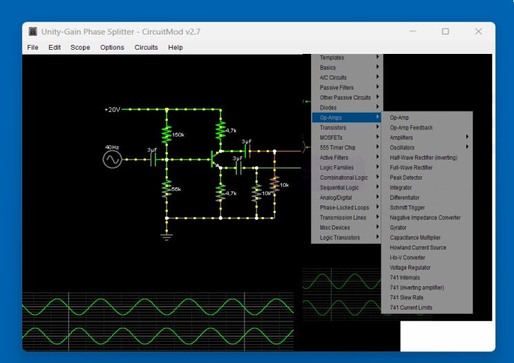 CircuitMod :  Κορυφαίος προσομοιωτής ηλεκτρονικών κυκλωμάτων 