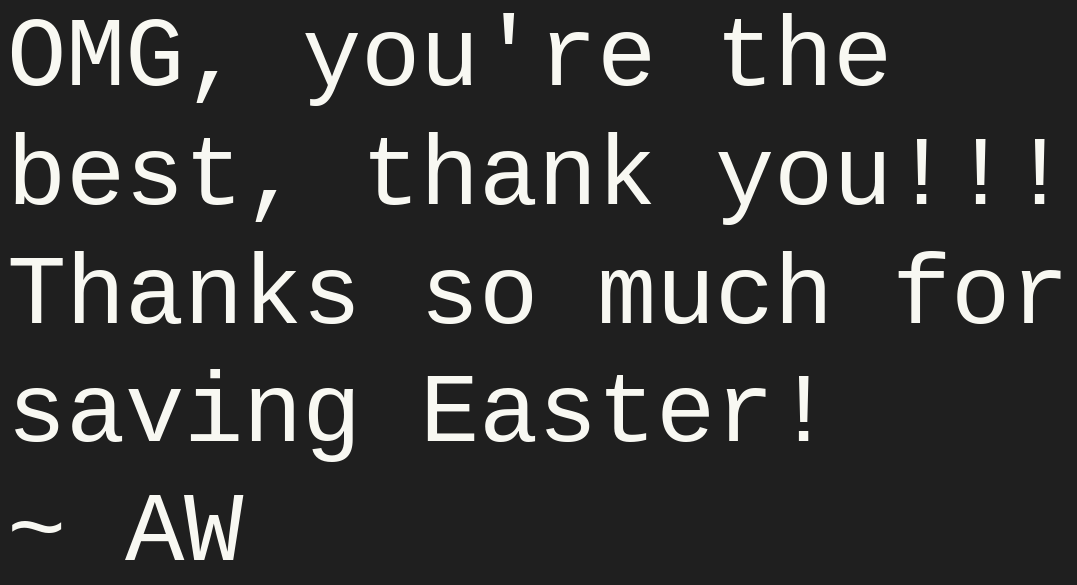 Thanks So Much For Saving Easter
