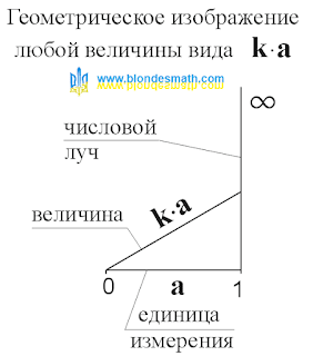 Геометрическое изображение величины вида ka. Величина, числовой луч, единица измерения. Математика для блондинок.