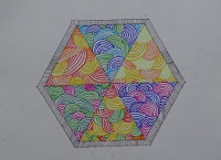 Harmony Arts Academy Drawing Classes Wednesday 18-November-2015 9 yrs Chaitrali Suhas Bhagwat Patterns in Hexagon Design Sketch Pens