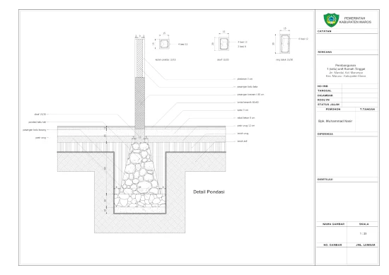 27 contoh lembar desail pondasi gambar kerja rumah minimalis
