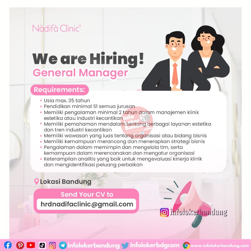 Lowongan Kerja General Manager Nadifa Clinic Bandung Maret 2024