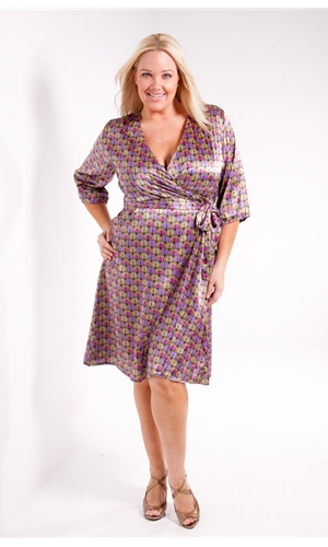 Violet Print Plus Size Wrap Dress