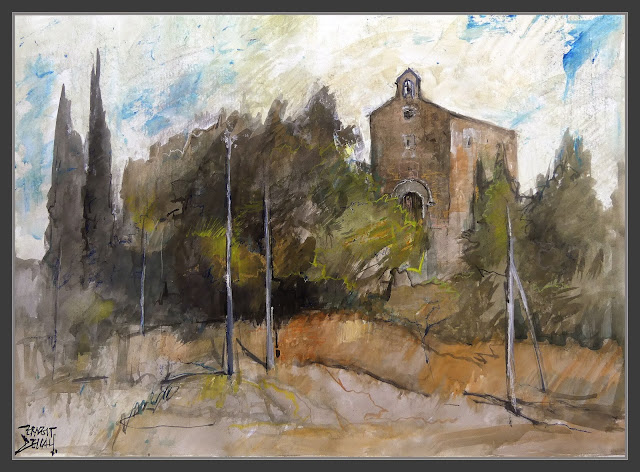 ERMITA-SANT FRANCESC-SANTPEDOR-PINTURA-PAISATGES-ERMITES-CATALUNYA-AQUAREL·LES-TERRITORI-COMARCA-BAGES-PINTOR-ERNEST DESCALS-