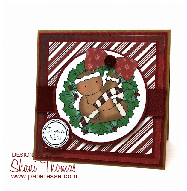 Gingerbread Man & Candy Cane Christmas card, featuring Digi Web Studio Cheryl Seslar Sweet Wreaths topper, by Paperesse.