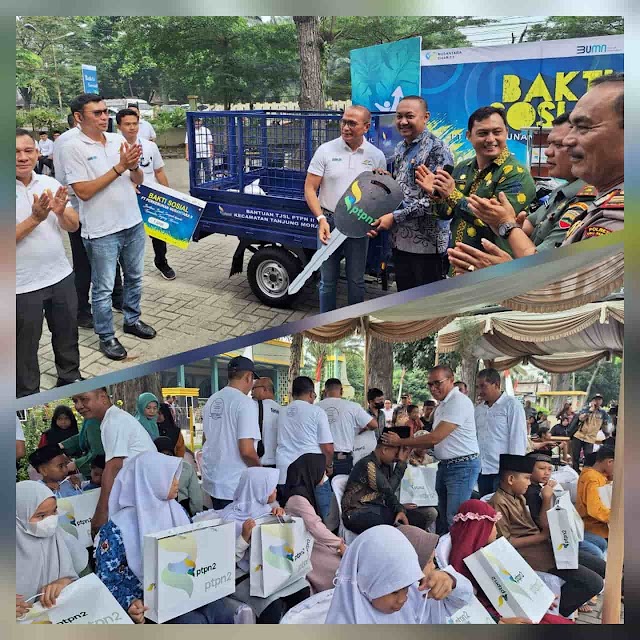 Selain Santuni 75 Anak Yatim, PTPN2 Berikan Satu Unit Becak Sampah kepada Camat Tanjung Morawa