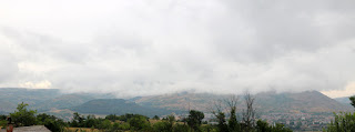 Low cloud still hangs around above the parents' hotel