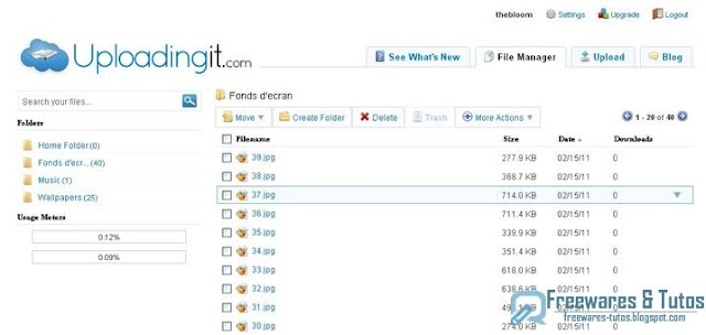 Uploadingit : 20 Go d'espace de stockage gratuits