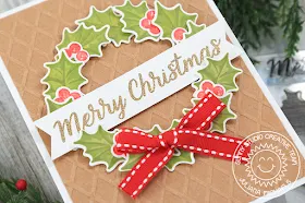 Sunny Studio Stamps: Christmas Trimmings Dapper Diamonds Embossing Folder Layered Wreath Christmas Card with Juliana Michaels