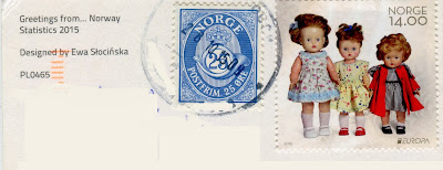 Stamps from Norway postcard