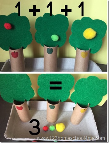 counting apple activity for preschool