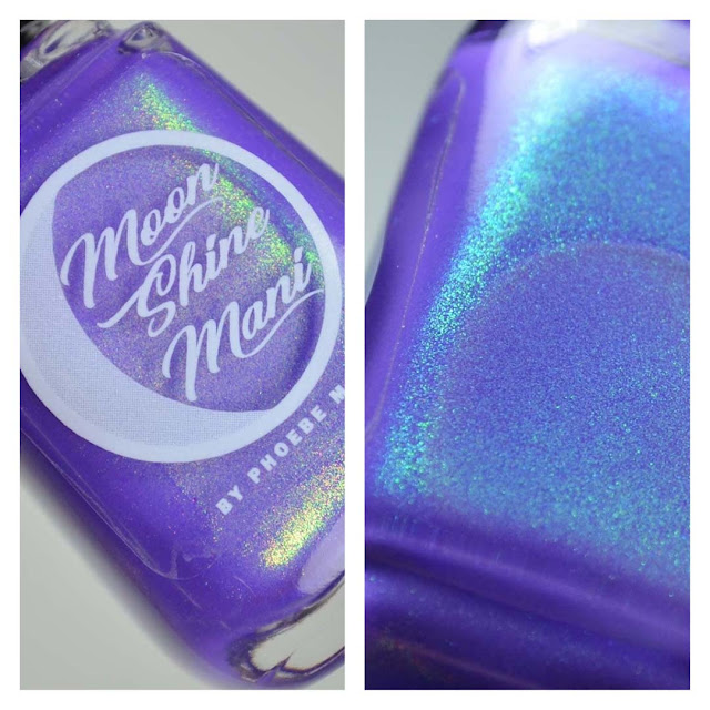 neon purple nail polish with shimmer in a bottle