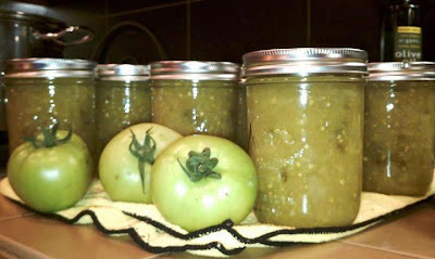 canning green tomatoes jalapenos in a relish