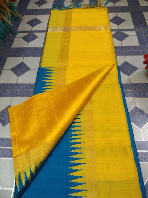 Raw silk sarees with  temple border |Online buy saree 
