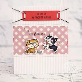 Sunny Studio Stamps: Devoted Doggies Background Basics Gingham Border Just Fur You Card by Lexa Levana