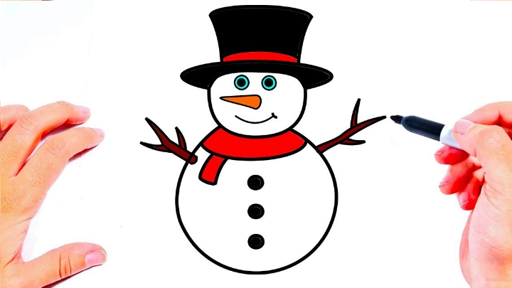 رسم سهل جدا _ رسم رجل الثلج سهل للمبتدئين / رسومات سهله وكيوت